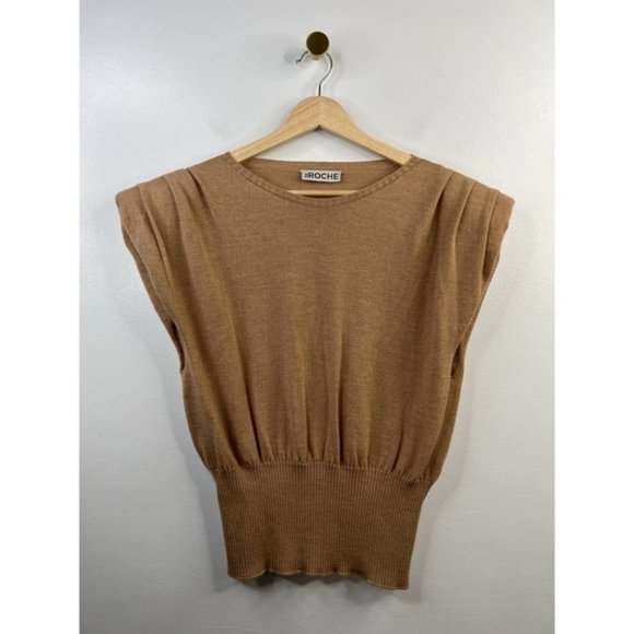 St. Roche Sierra Padded Shoulder Women's Sweater Camel Size: Medium NWOT - Picture 2 of 10